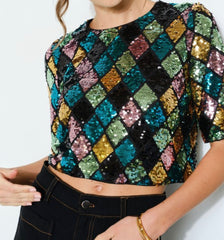 She Sequin Crop Top