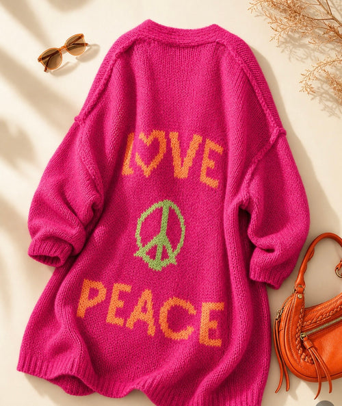 Love and Peace Knit Cardigan - Lightweight sweater