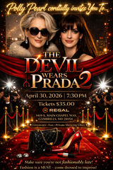 1 Show - April 30th at 7:30pm.
Girls Night at the movies