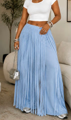 Fringe Overlay Wide Leg Pants- Available only in black at this time.