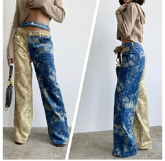 Cute Corduroy Color Block Pants - No stretch