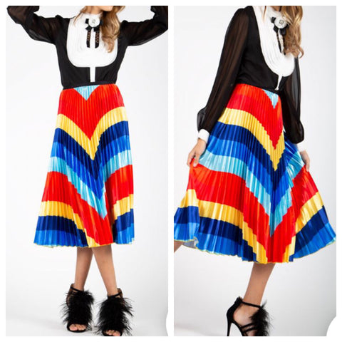 Color Block Maxi Skirt -elastic waist and long in length